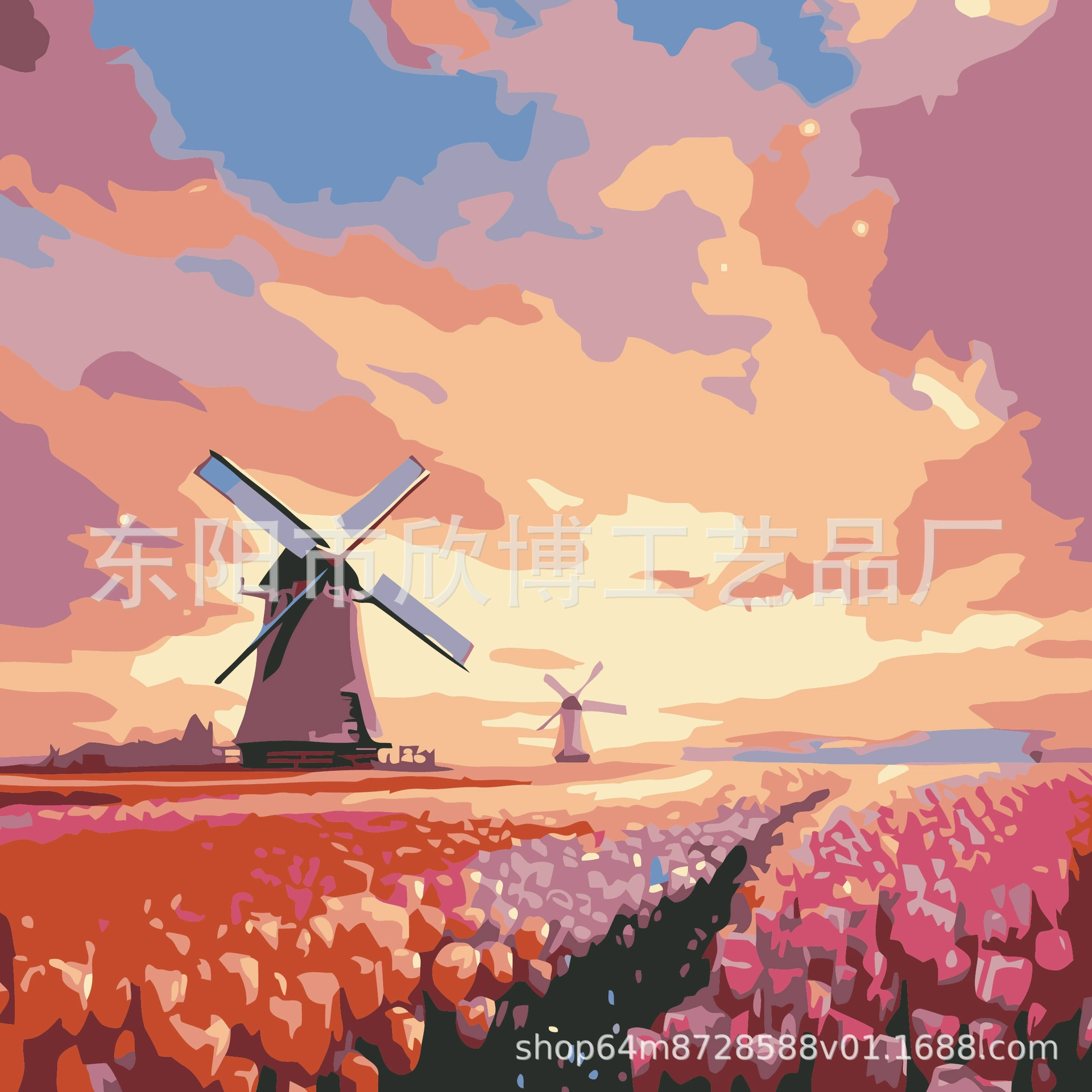 Direct from factory DIY digital oil painting children's hand-painted cartoon coloring stress relief 20*20 landscape floral oil painting