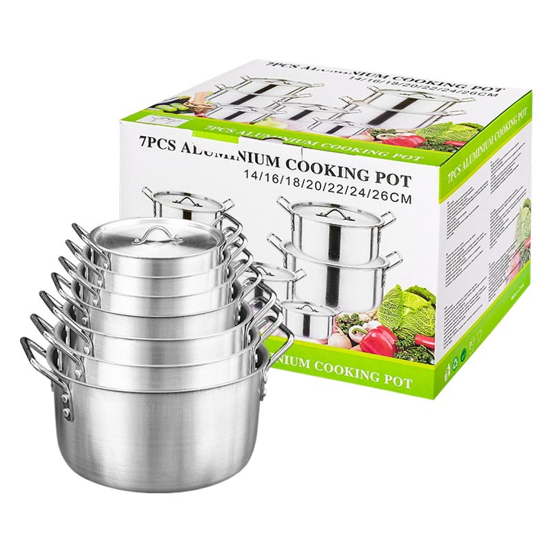 Фабрика Африканская Внешняя торговля Алюминиевый горшок Набор из 7 предметов Алюминиевый песок Алюминиевый горшок набор 7in1