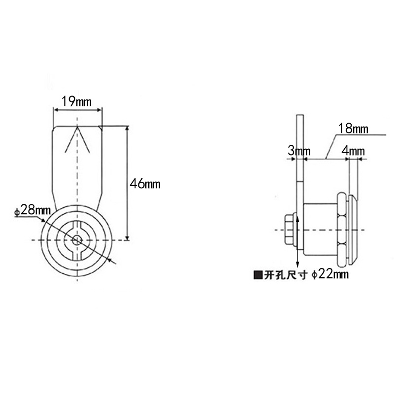 MS705 stainless steel triangular lock, one-piece 304 stainless steel lock, electric cabinet door lock, tongue lock, trash can lock, lock core