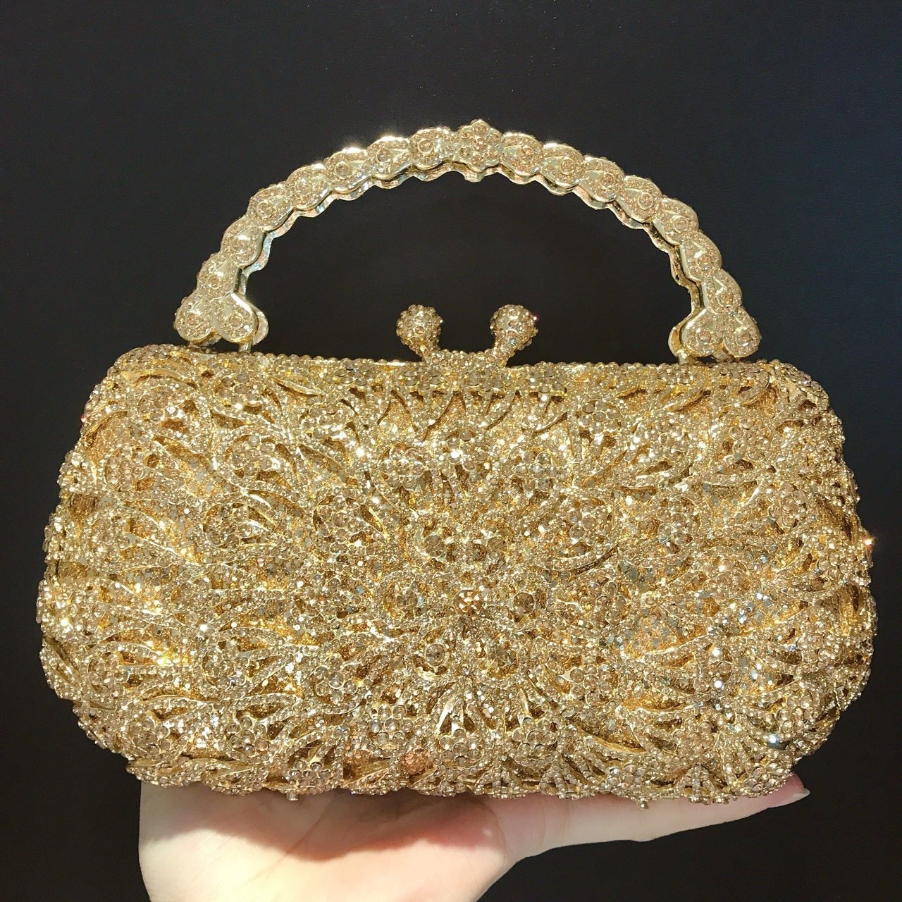 Nuevo estilo transfronterizo europeo y americano bolsas de cena de diamantes un solo mango duro con diamantes bolsas de mano de vestido de banquete bolsas de mujer