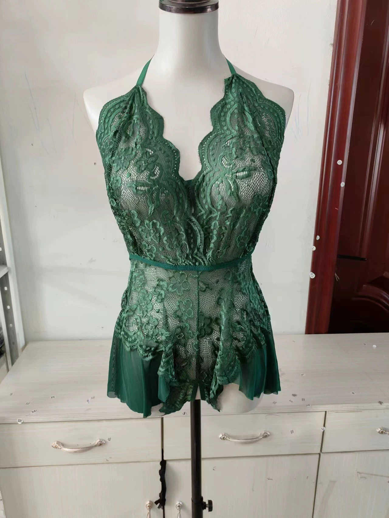 Кружевное сексуальное нижнее белье (плюс-сайт) — европейский стиль Babydoll, прозрачное эластичное кружево, от S до 3XL