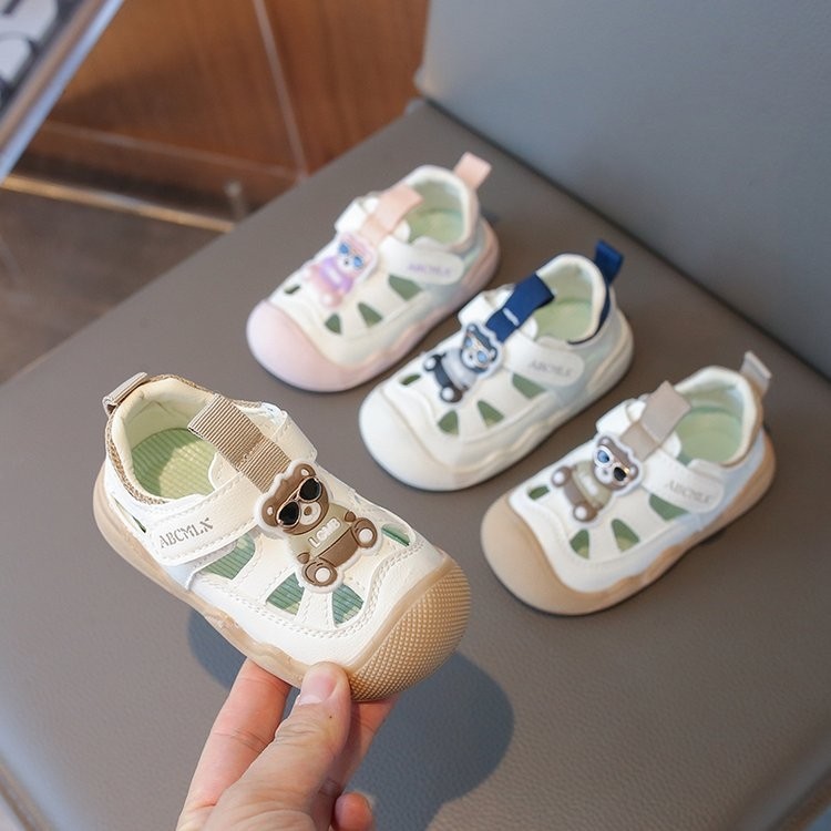 Summer 1-2-3 Years Old Baby Sandals Toe Protection Frame Shoes Men's and Women's Sports Non-slip Soft Bottom Toddler Shoes