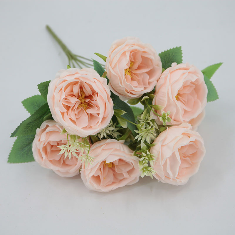 Flor artificial 7 cabeza Austin Rosa peonía flor boda apoyos Rosa artesanía flor falsa al por mayor