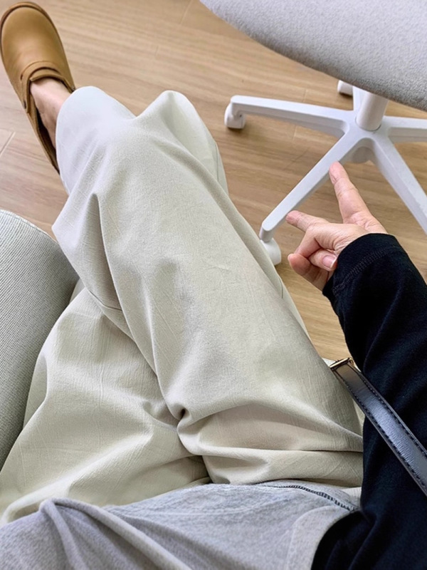 梨形身材B备！高密水洗棉宽松直筒裤春秋新款小个子阔腿休闲裤女|undefined