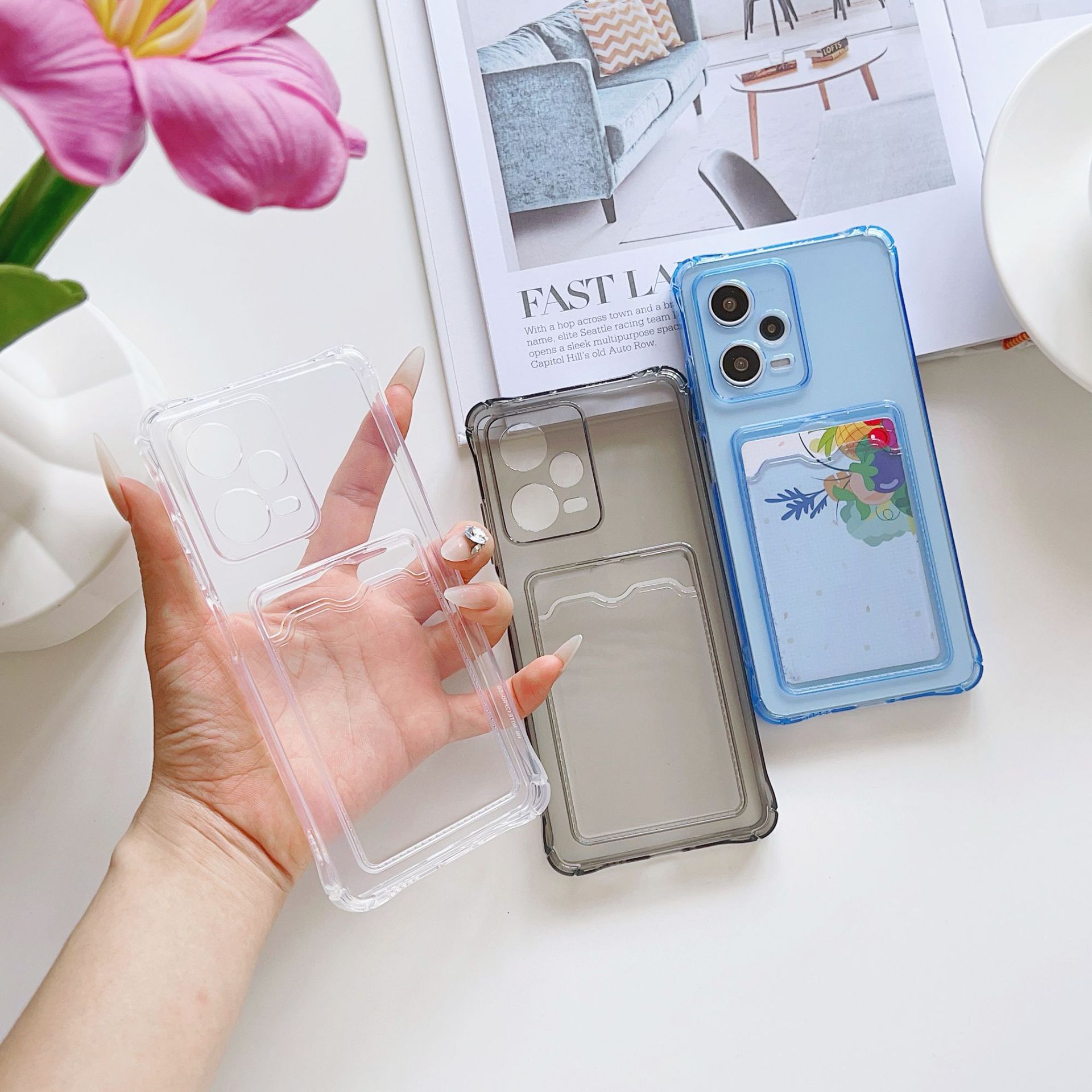 C65 Is Suitable for Realme C25 Solid Color Card Holder Gtneo2 Mobile Phone C30 Shell C33 Anti-Fall 10Pro Fashion Note50