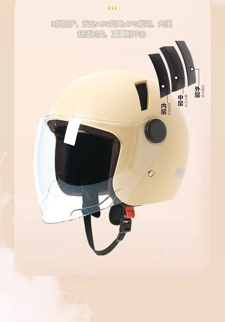 【Cross-Border Trade】Electric Vehicle Winter Helmet for Men and Women, Warm All-Season Battery Car and Motorcycle Safety Helmet, Full-Face Helmet
