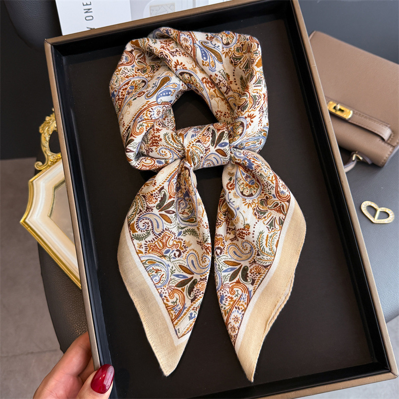 Luxury Herringbone Square Scarf Silk-like Velvet Shawl For Women_voghion.com