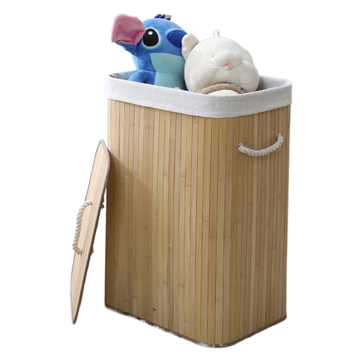 Cesta de lavandería tejida de bambú transfronteriza al por mayor, plegable, anti-polvo, ideal para almacenamiento de ropa sucia