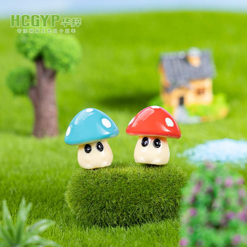 (2개) 시뮬레이션 식물 다채로운 대형 버섯 마이크로 조경 장식품 정원 화분 분재 장식 수지 조경 장식품