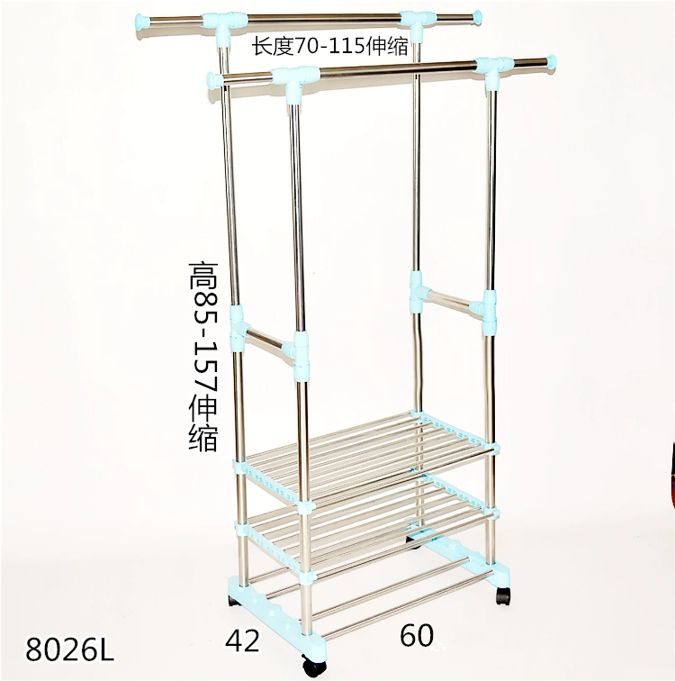 Напольная складная двухполюсная сушилка для одежды из нержавеющей стали для гостиниц, мобильная внутренняя вешалка для одежды, балконная вешалка для одеял, утолщенная.
