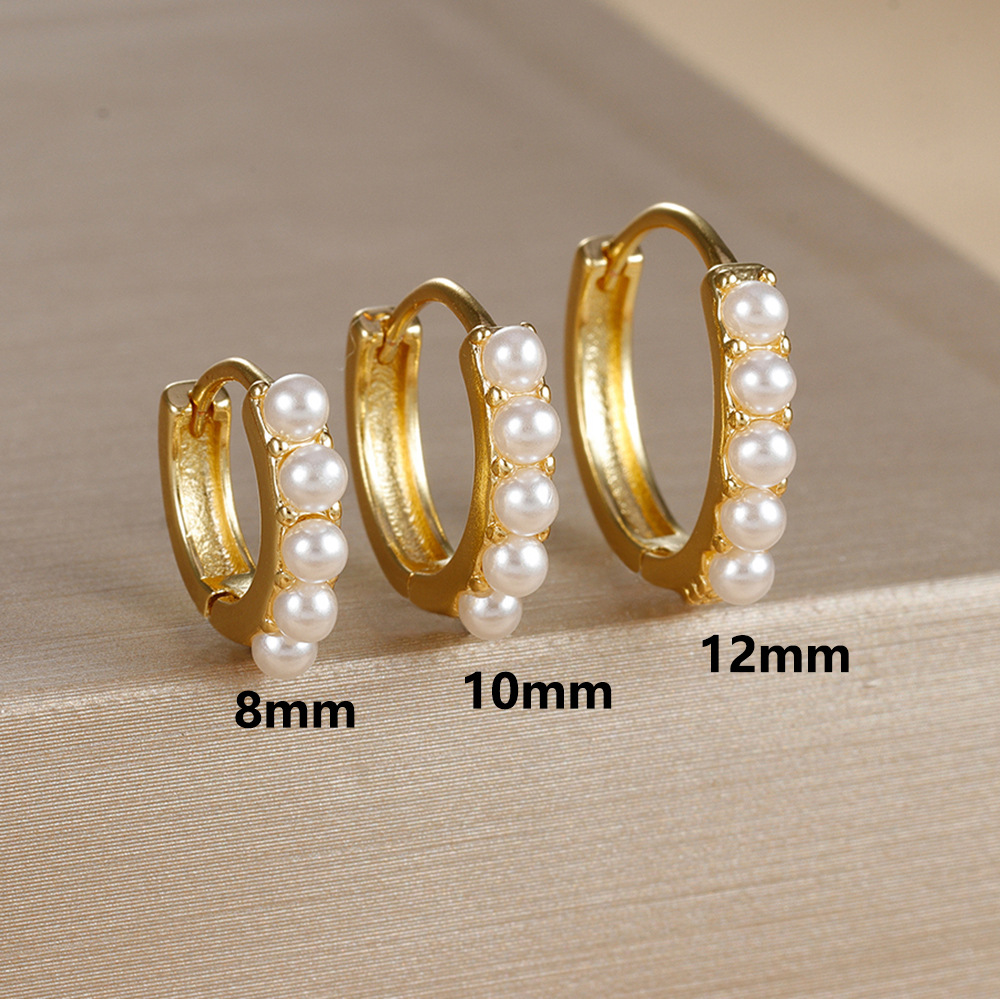 Artificial Pearls Inlay Material Earrings Classification 3 Pieces Set Simple Style Classic Style Round Plating Copper Artificial Pearls Earrings