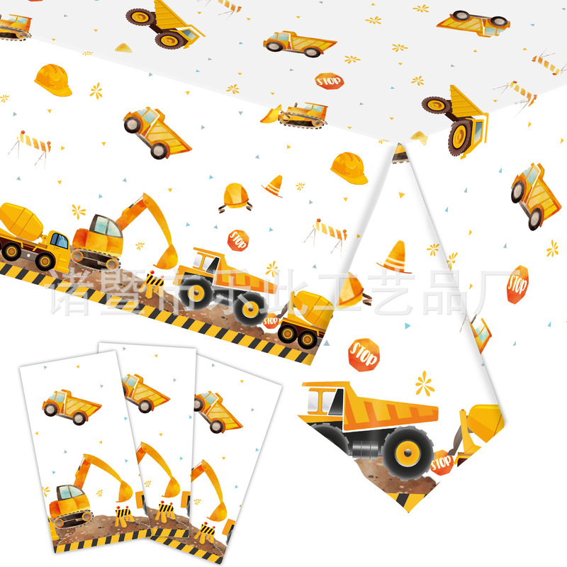 Cross-Border New Model Construction Vehicle Disposable Tablecloth Pe Children's Birthday Party Tableware Set Excavator Plastic Tablecloth Cross-Border New Model Construction Vehicle Disposable Tablecloth Pe Children's Birthday Party Tableware Set Excavator Plastic Tablecloth