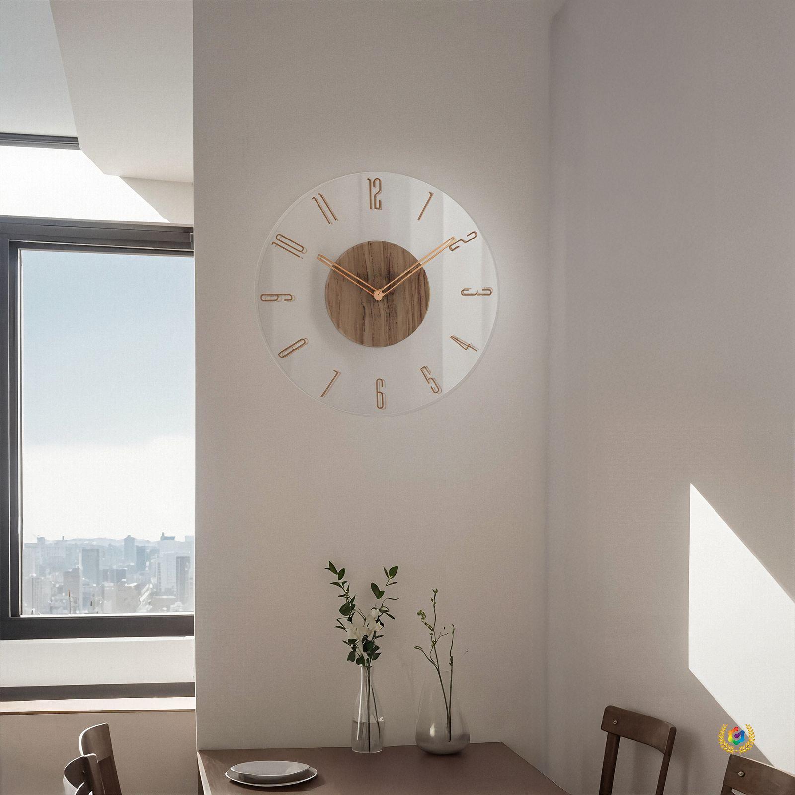 ≈跨境创意钟表挂钟客厅静音挂钟牌级北欧简约透明艺术钢化玻璃时