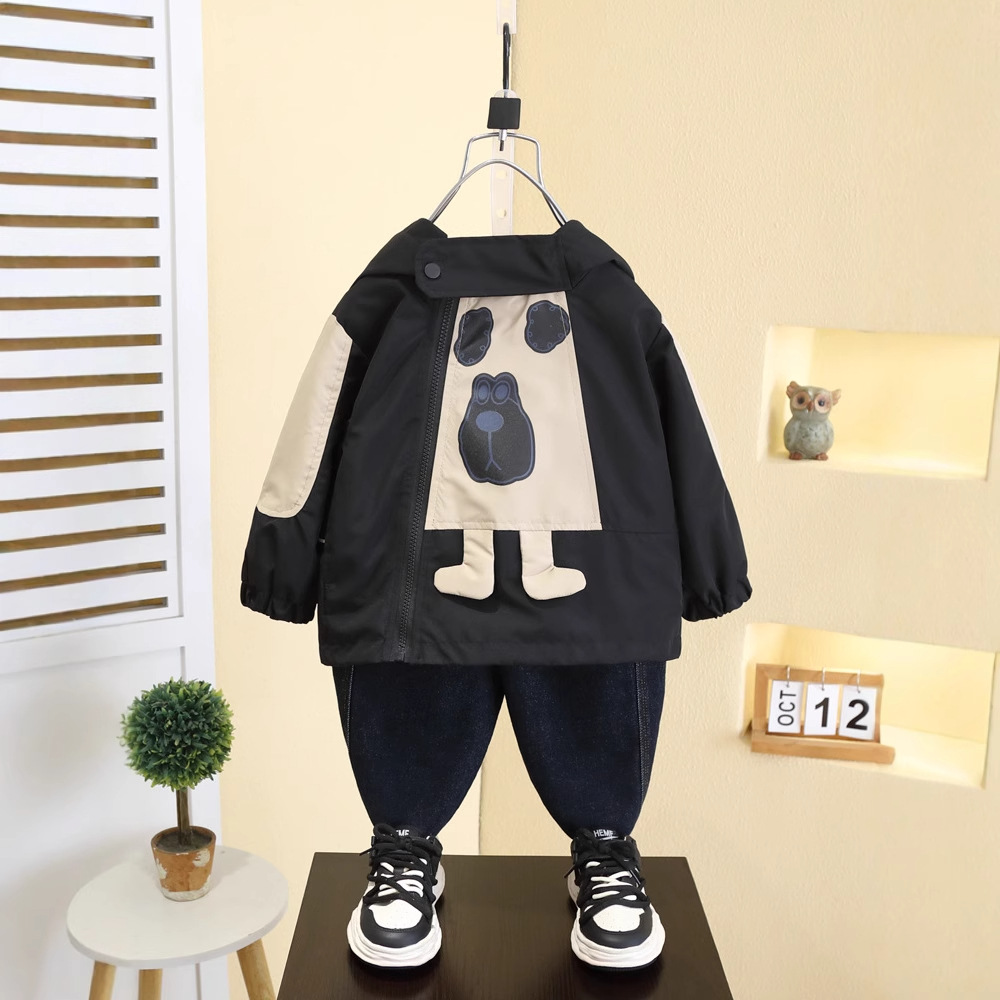 7559 Cortavientos para niños Chaqueta para niños de primavera y otoño 2025 nueva chaqueta coreana de primavera occidental chaqueta delgada image 3
