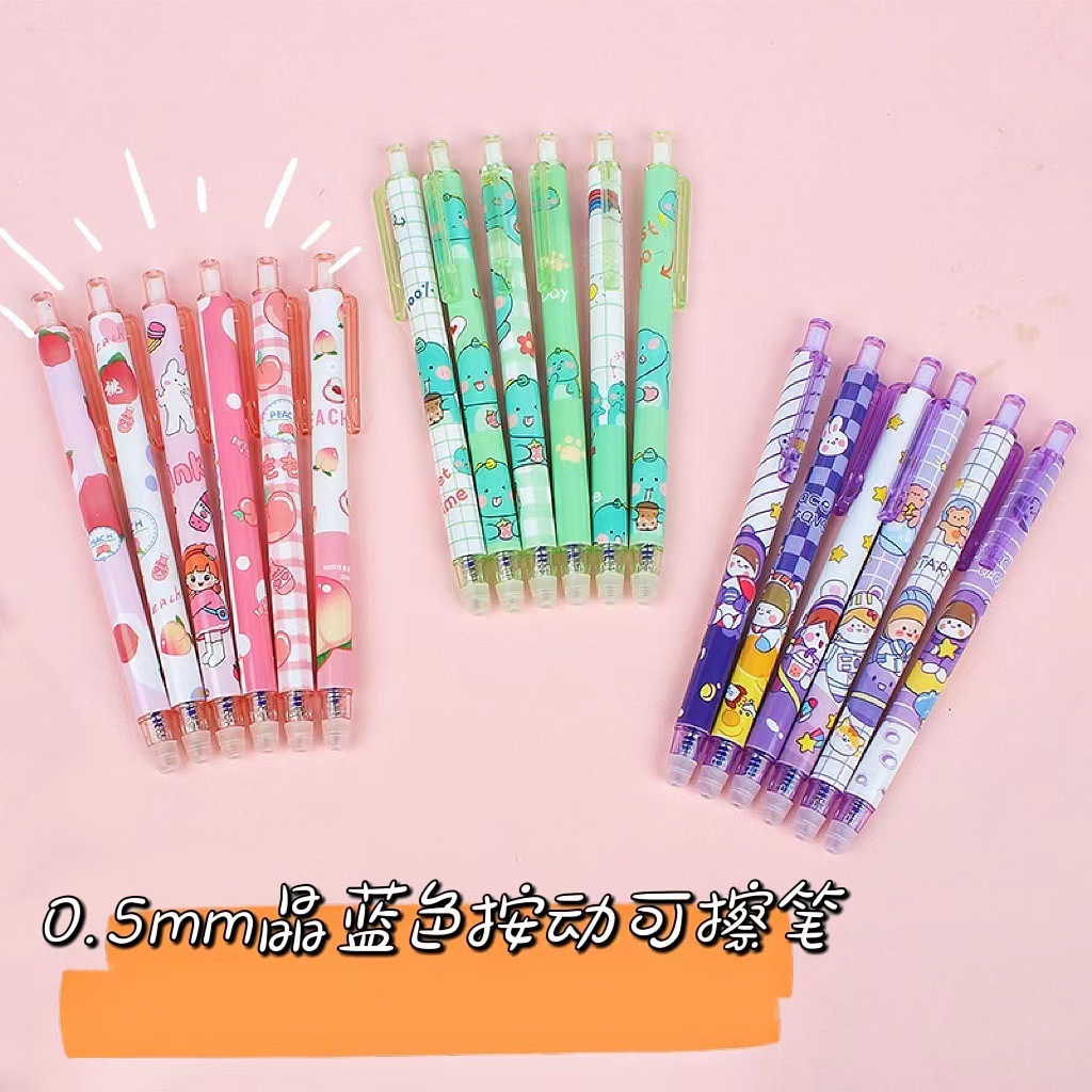 Pluma ins push pluma borrable cristal azul 0,5 bala diez estilos Mo fácil pluma de gel borrable para estudiantes