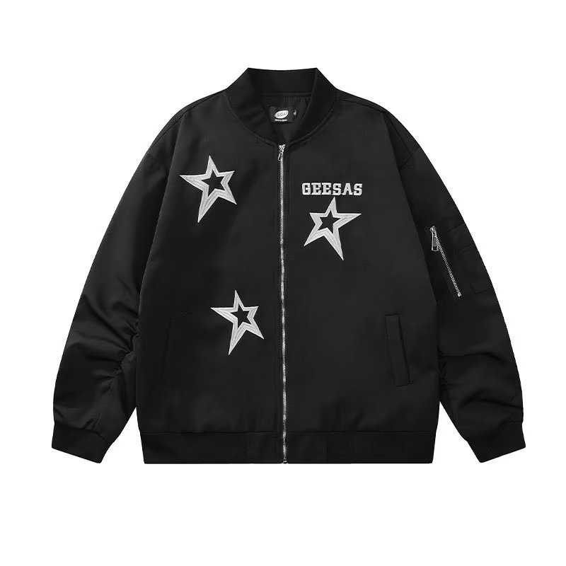 American Retro Street Star Embroidery Flight Jacket Men's Ins Trendy Brand Loose Casual Versatile Couple Coat