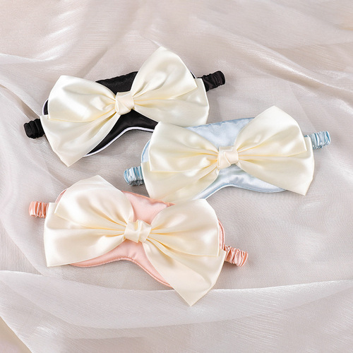 Simulated silk bow eye mask for sleep, special for abstinence students, cute and comfortable eye protection, sleep blackout eye mask for women