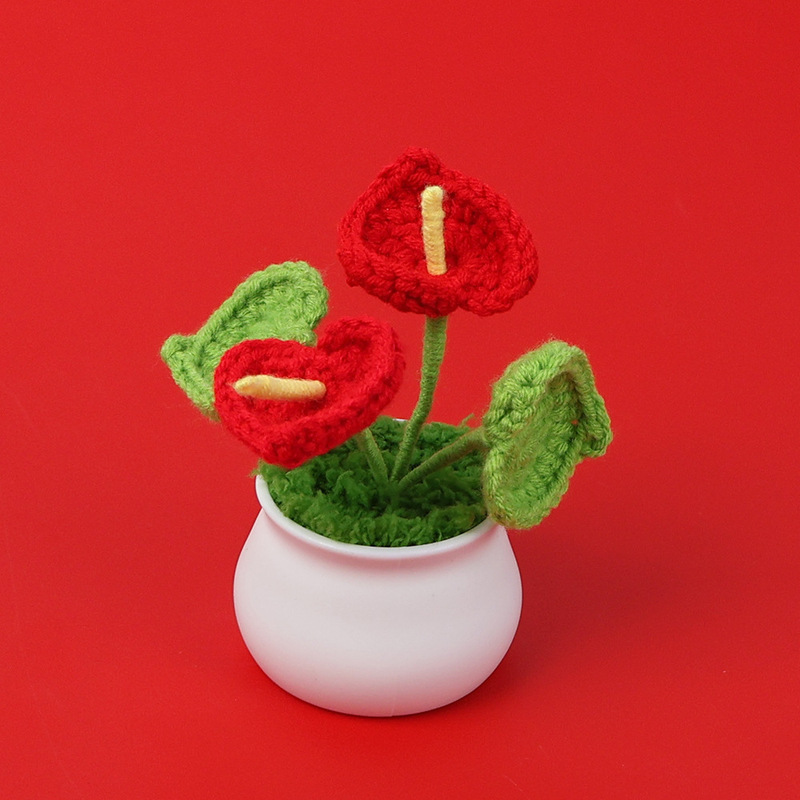 完成品クロスボーダーニットウールひまわり鉢植え造花研究デスクトップ装飾品卒業子供の日の小さなギフト|undefined