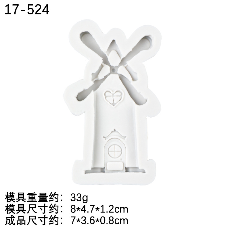 Molino de viento de agua camión de dibujos animados setas casa fondant galleta molde de silicona pastel plug-in decoración chocolate molde de silicona