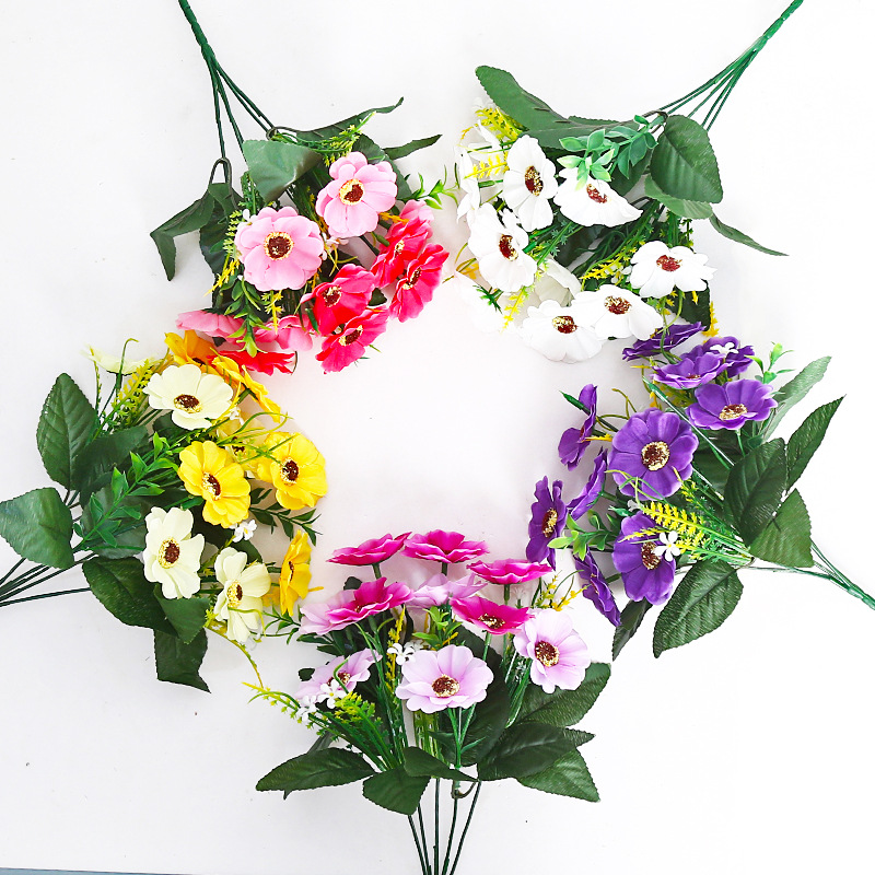 Simulation cherry blossom small chrysanthemum outdoor engineering living room ornaments manufacturers wholesale photography props fake flower wedding decoration