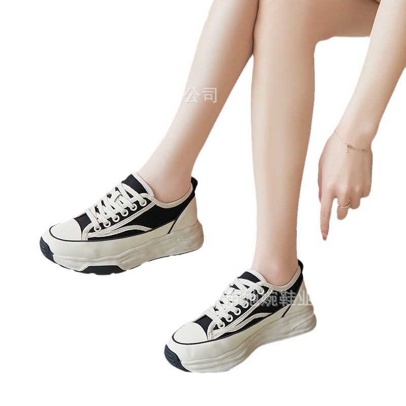 Luji beihaidao plataforma con cordones zapatos de lona para mujer 2020 primavera nuevo estilo Chanel zapatos blancos casuales del todo fósforo image 6