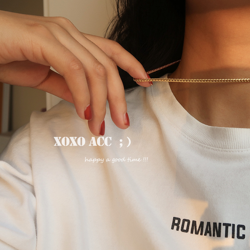 Titaniumstalen cubaanse schakelketting voor dames hip hop_voghion.com