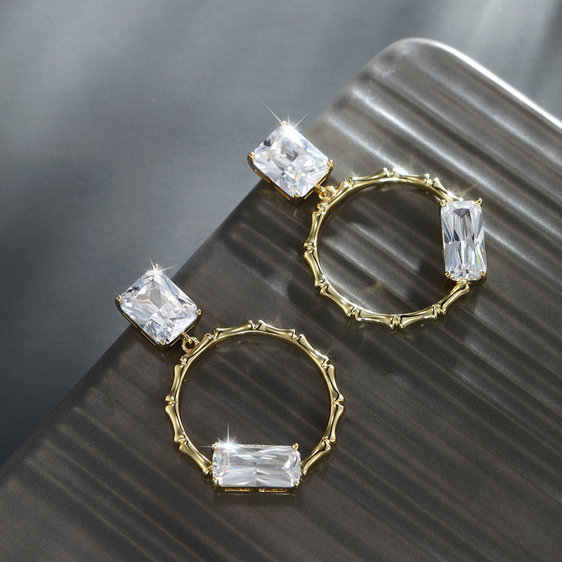 Xuping joyería imitación color tesoro serie Internet celebridad pendientes cuadrados moda mujer simple Esmeralda pendientes de alto grado al por mayor