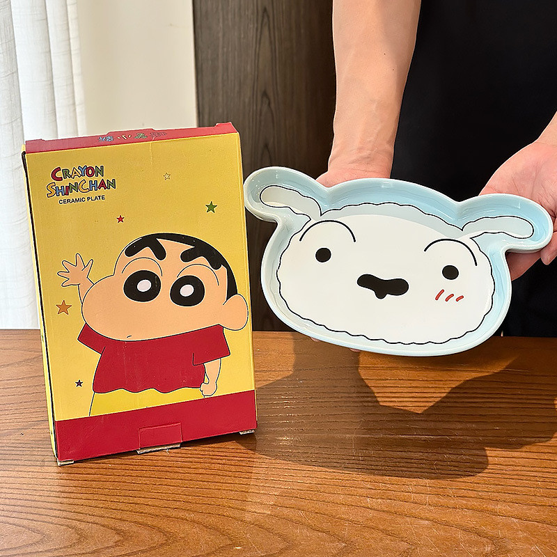 Crayón pequeño nuevo niño caricatura vajilla de cerámica regalo de cumpleaños 2025 nuevo lindo plato de comida casero platos de frutas y verduras