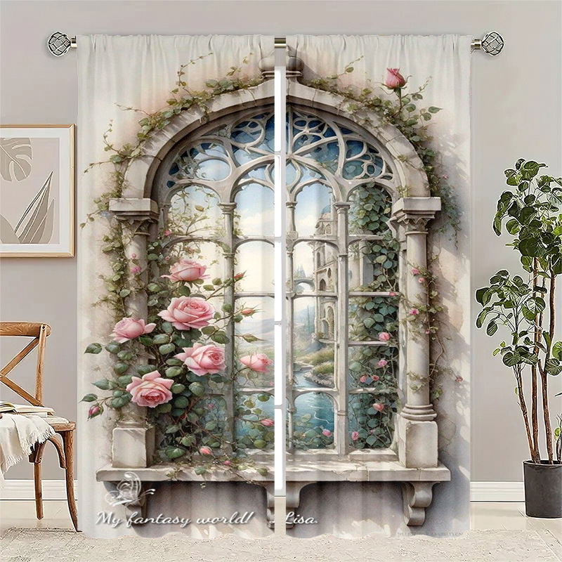 Floral Print Semi-Blackout Curtains, Suitable for Privacy Window Decor in Living Room, Bedroom, and Dining Room, Home Decor Floral Print Semi-Blackout Curtains, Suitable for Privacy Window Decor in Living Room, Bedroom, and Dining Room, Home Decor