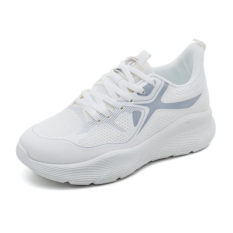 2025 nuevas zapatillas de pareja transpirables para hombres y mujeres zapatos casuales para correr zapatos de tela blanca gruesa F8829 image 11