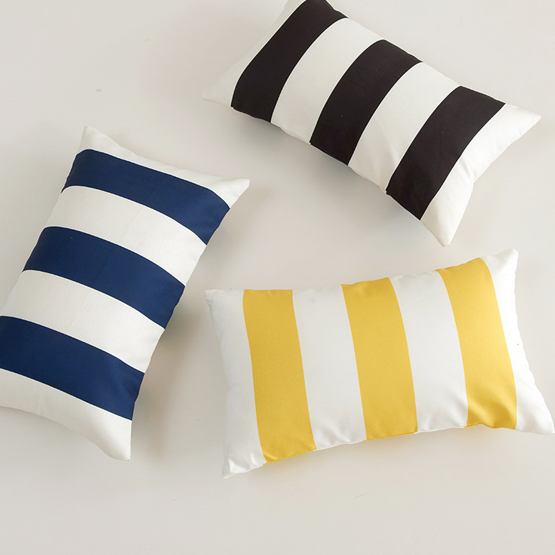 Face-to-face fabric outdoor wide stripe wave pattern geometric throw pillow cover manufacturer dropshipping without filler backrest cover