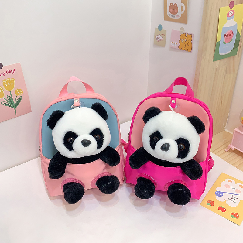 Nueva mochila para niños de dibujos animados lindo panda muñeca mochila de jardín de infantes mochila ligera para niños