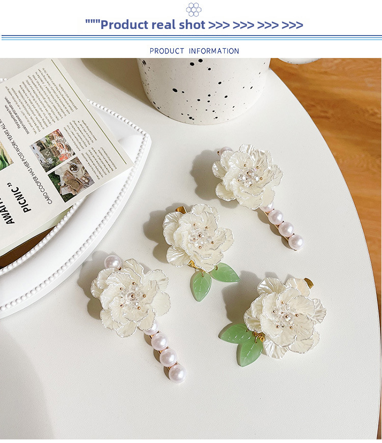 Sweet Pearl Hairpin Korean Super Immortal Camellia Flower Side Clip Internet Celebrity High-grade Side Hairpin Female Bangs Clip_voghion.com