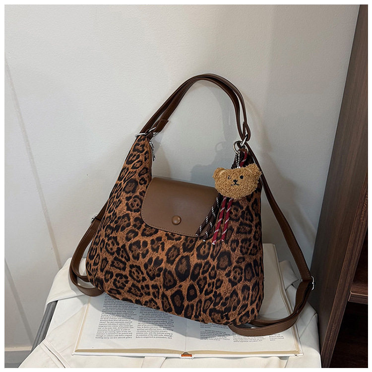 Túi xách nữ đeo vai cỡ lớn , túi xách tay đi làm chất liệu nhung nhung mềm — Bông tuyết nâu Leopard, Quân xanh da báo điện màu, Quân đội xanh, màu cà phê chi tiết 7