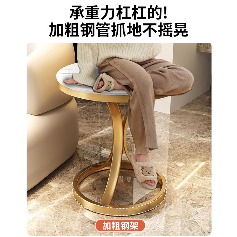 Estilo crema luz lujo Rock placa mesa pequeña mesa de café sala de estar sofá mesa de esquina simple móvil balcón pequeña mesa redonda armario lateral