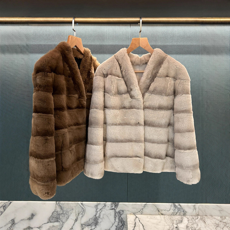 26 New Winter Models of High-End Vintage Lady-Style Melard-Style Rex Rabbit Fur Coats for Women