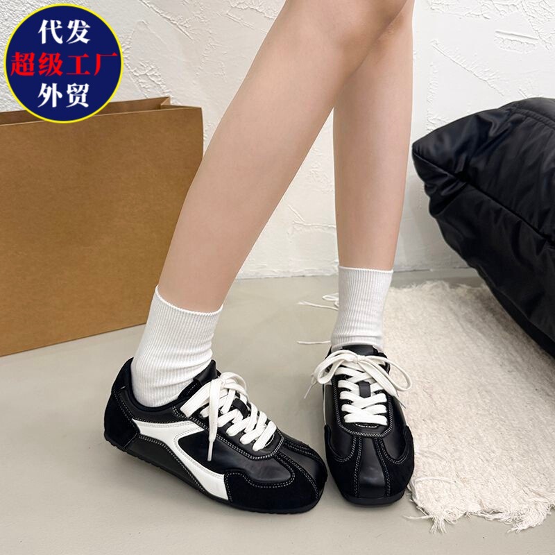 Popular Retro Color-Blocked Round Square Toe Hidden Heel German Training Shoes for Women, Cross-Border 2026 Spring Casual Sneakers Popular Retro Color-Blocked Round Square Toe Hidden Heel German Training Shoes for Women, Cross-Border 2026 Spring Casual Sneakers