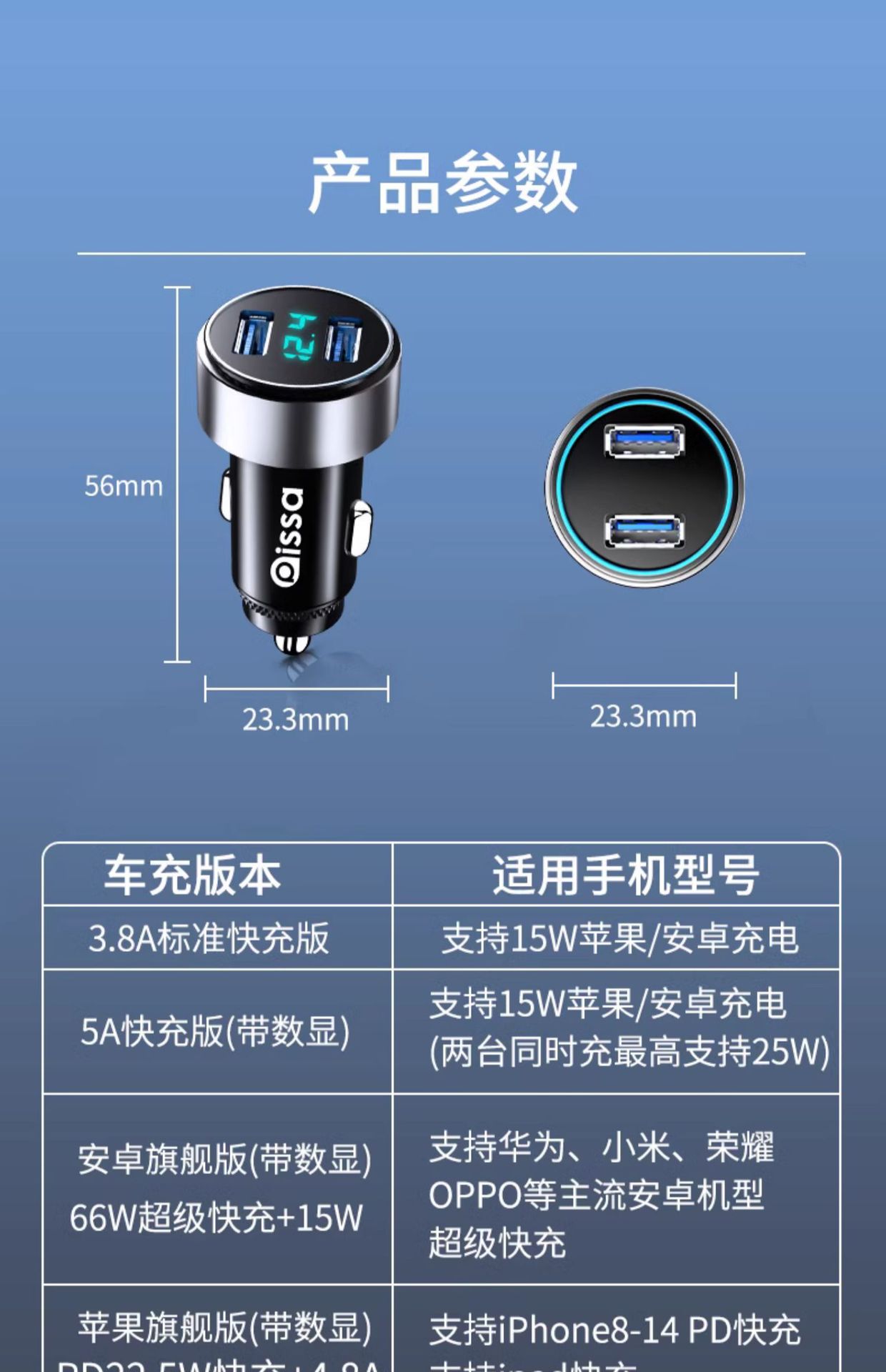 Car Charger Mobile Phone Super Fast Charging Head Cigarette Lighter One to Two Conversion Plug Car Charger Pissa Flagship Store