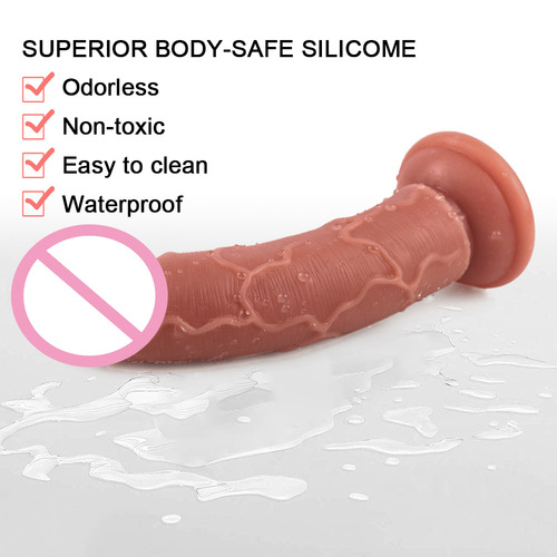 Ham student eggless masturbation device female dildo soft double-layer liquid silicone small penis anal plug sex product