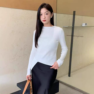 工厂亲肤抗起球高级设计感简约修身秋冬新款针织衫上衣套头毛衣女
