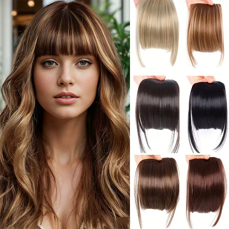 外贸热销假发欧美刘海女空气刘海齐刘海两卡双鬓化纤刘海隐形无痕