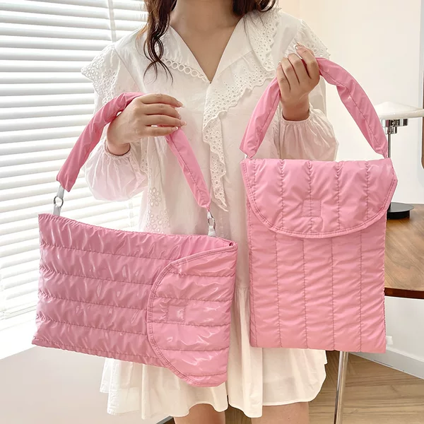Trendy and Unique Down-Filled Shockproof and Drop-Resistant Laptop Sleeve Bag, Single-Shoulder and Hand-Held Tablet Bag, Trendy Shoulder Bag