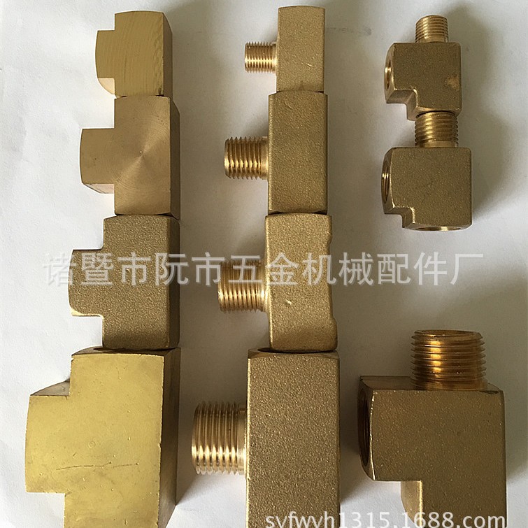 直角T形黄铜内丝美标方块三通，1分2分3分4分内螺纹三通接头