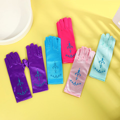Elsa Princess Style Decorative Gloves Frozen Blue Print Princess Dress Accessory Girl Evening Gown Sleeve Socks