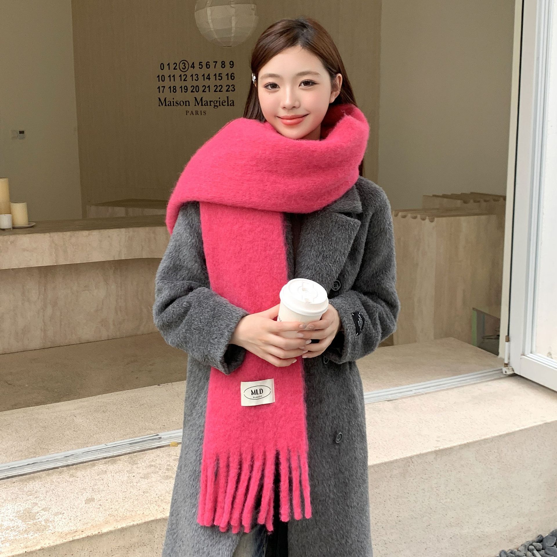 2024 nuevo bufandas de color sólido para mujeres dopamina japonesa versátil pareja de estudiantes collares de invierno grueso mantel cálido