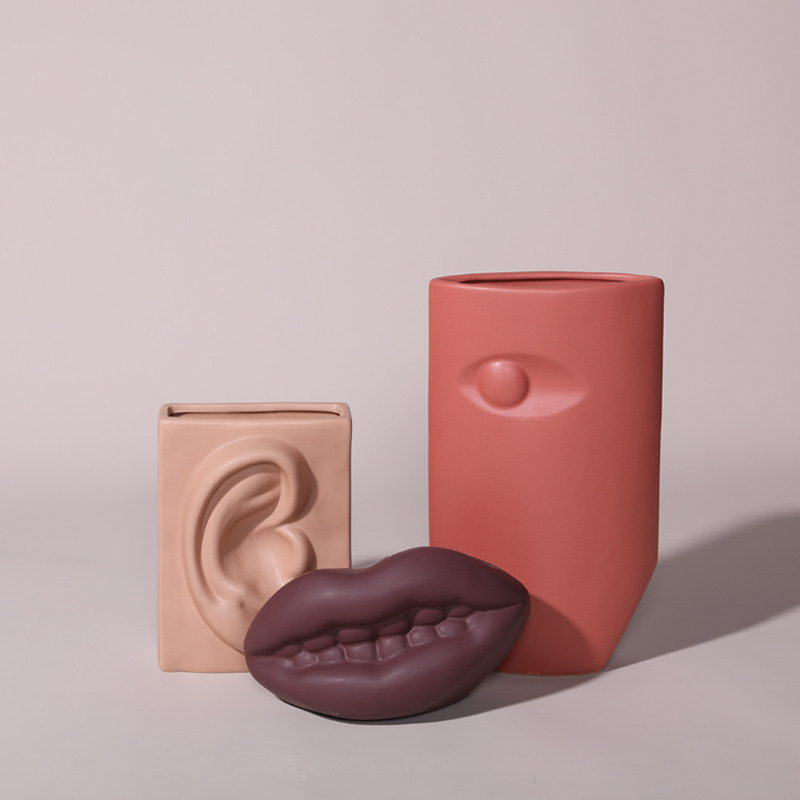 Nórdico ins estilo jarrón de cerámica decoración de Arte Abstracto sala de estar arreglo de flores mesa de comedor flor seca modelo habitación decoración suave