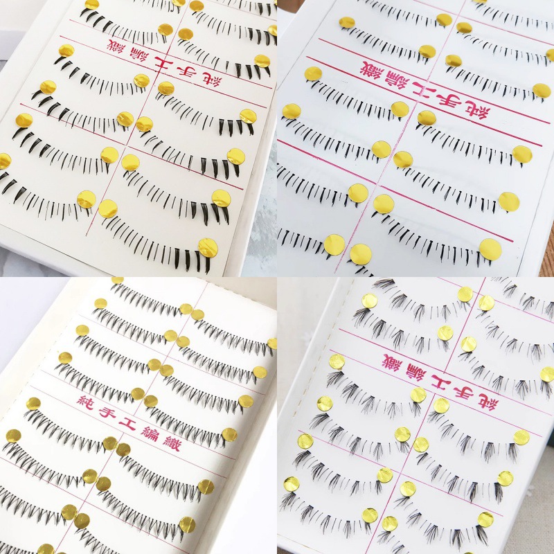 Taiwan handmade false eyelashes natural eyelashes under the eye hair collection thick long transparent stem 10 pairs