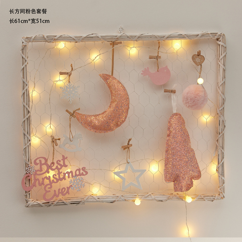 Decoraciones de Navidad transfronterizas de madera, diseño de lámparas de pared domésticas de Navidad, colgantes de material DIY, paquetes de viento creativos