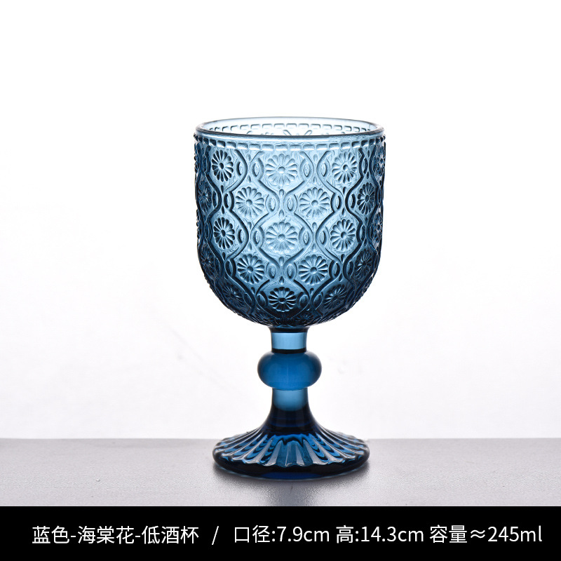 Copa de rayas verticales de vidrio retro europeo, copa de vino tinto, copa de postre alto de helado, copa de vino de frutas de uva de champán casero