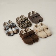 棕色复古羊羔卷毛毛鞋秋冬外穿2025新款加绒保暖棉鞋平底豆豆单鞋